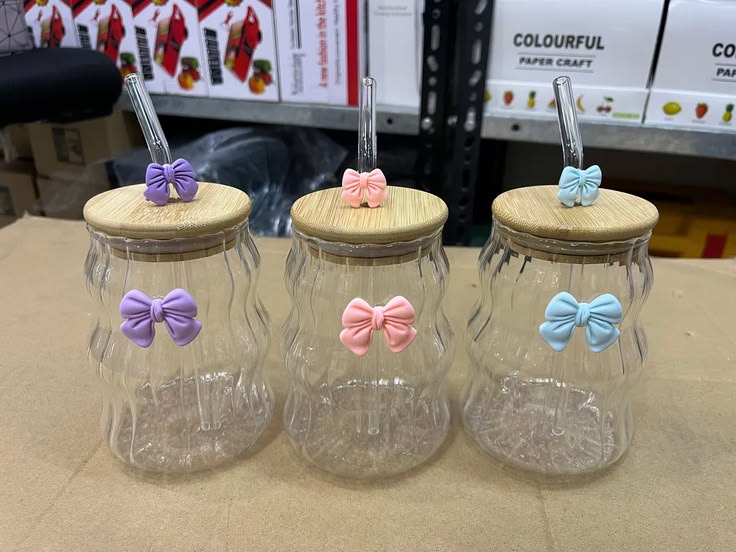 Stylish Bow Glass Mug For Outdoor & Offices