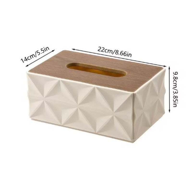Tissue Box With Wooden Lid