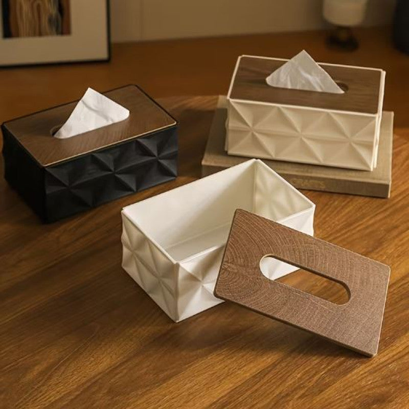 Tissue Box With Wooden Lid