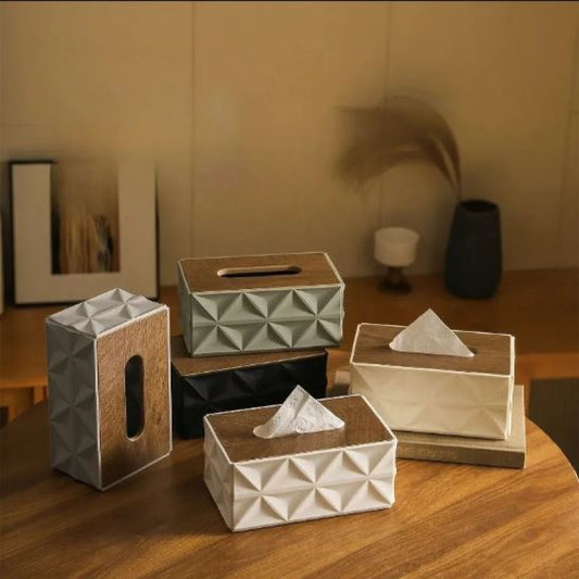 Tissue Box With Wooden Lid