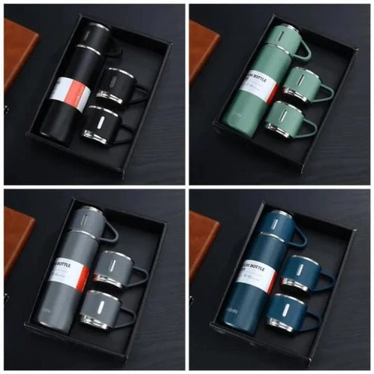 3-Cup Double-Layer Stainless Steel Vacuum Flask