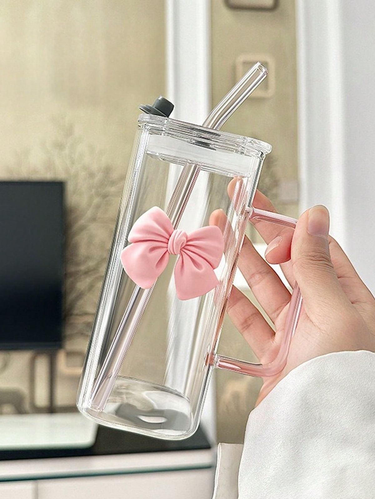 🎀 Cute Bow Glass Tumbler Cup