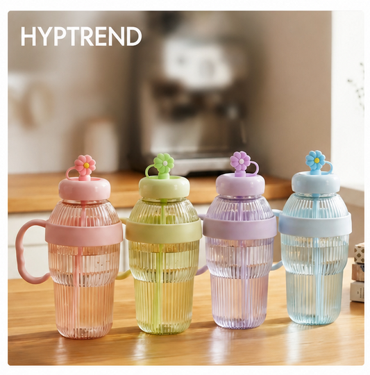 Ice Bottle with Handle & Straw