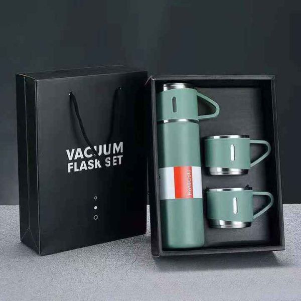 3-Cup Double-Layer Stainless Steel Vacuum Flask